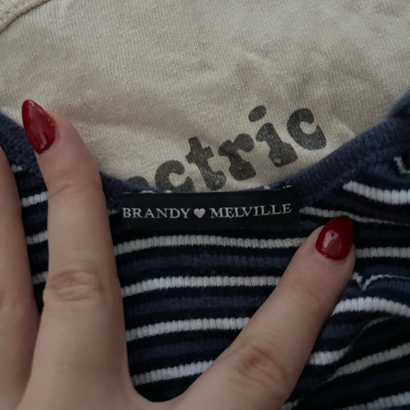 Brandy Melville Navy and White Striped Camisole - Picture 2 of 2